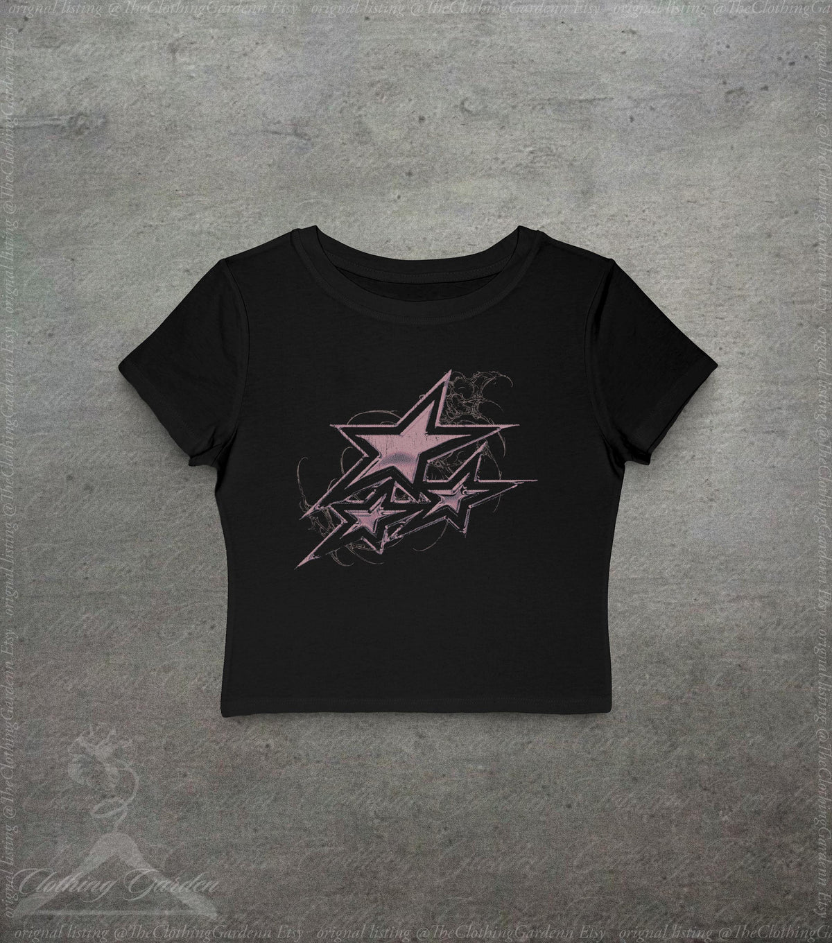 Y2K Star Baby Tee Grunge Graphic Crop Top for Women, Vintage Style Pink Star Shirt, Cute Emo Alt Girl Gift, 90s Coquette Top