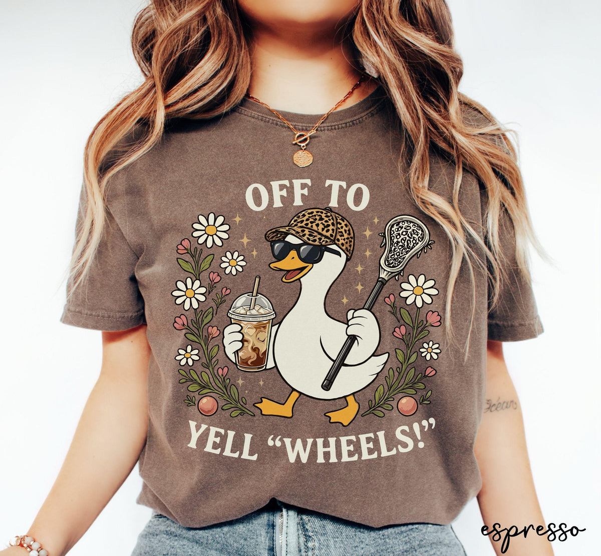 Lacrosse Mom Shirt, Floral Goose Comfort Colors Tee, Trendy Women's Sports Mom Tshirt
