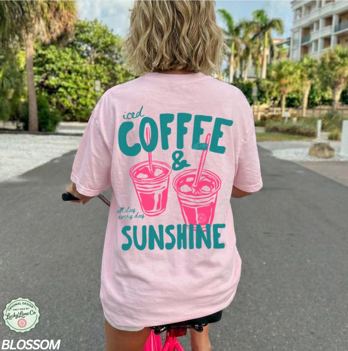 Iced Coffee and Sunshine Shirt, Front and Back Design Tee, Iced Coffee Shirt, Coffee Lover Gifts, Summer Top, Summer Vibes, Comfort Colors®