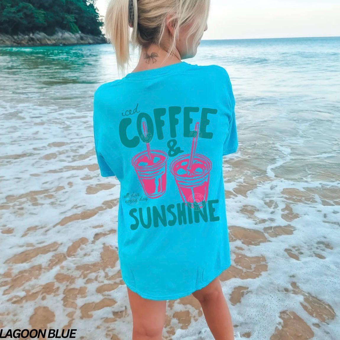 Iced Coffee and Sunshine Shirt, Front and Back Design Tee, Iced Coffee Shirt, Coffee Lover Gifts, Summer Top, Summer Vibes, Comfort Colors®