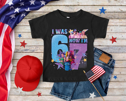 I Was 6 Now I'm 7 Kpop Girls Birthday Shirt, Funny 7th Birthday Meme T-Shirt, Trendy 67 Birthday Crew, Birthday Girl Gift for her
