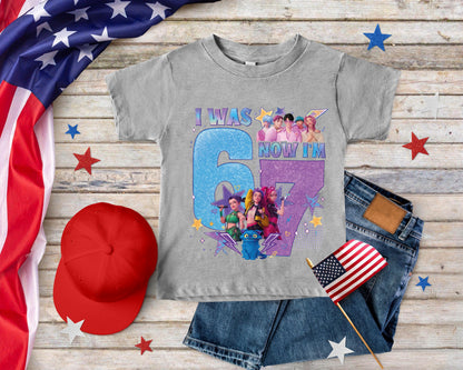 I Was 6 Now I'm 7 Kpop Girls Birthday Shirt, Funny 7th Birthday Meme T-Shirt, Trendy 67 Birthday Crew, Birthday Girl Gift for her