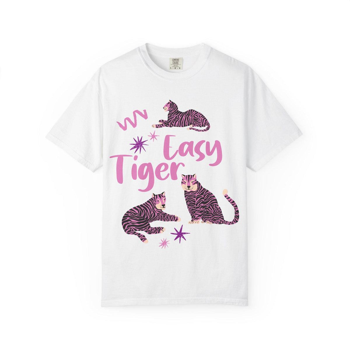 Easy Tiger Comfort Colors® T-Shirt, Retro Tiger Shirt, Tiger Graphic Tee, Trendy Boho Shirt, Cool Tees for Women, Retro Vintage Tiger Shirt