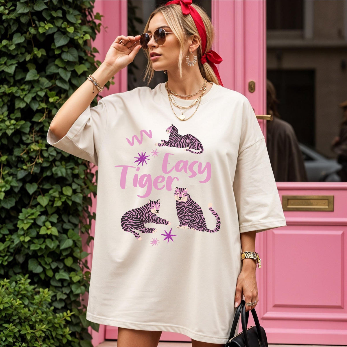 Easy Tiger Comfort Colors® T-Shirt, Retro Tiger Shirt, Tiger Graphic Tee, Trendy Boho Shirt, Cool Tees for Women, Retro Vintage Tiger Shirt