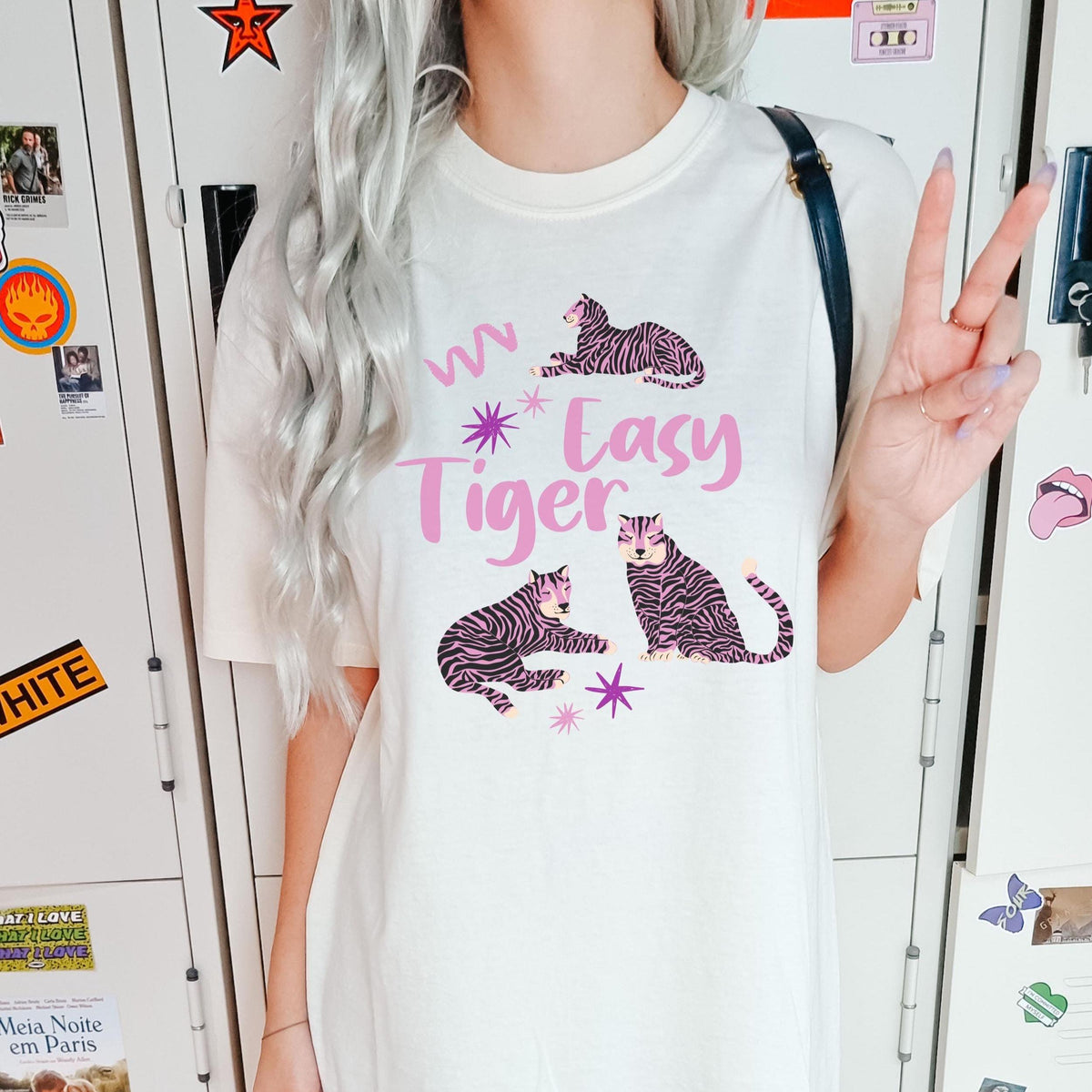 Easy Tiger Comfort Colors® T-Shirt, Retro Tiger Shirt, Tiger Graphic Tee, Trendy Boho Shirt, Cool Tees for Women, Retro Vintage Tiger Shirt