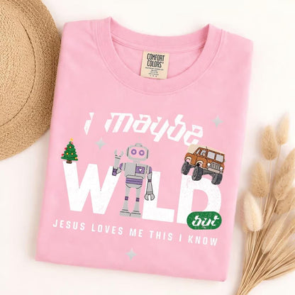 Comfort Colors Jesus Loves Me This I Know Wild T-Shirt, Funny Christian Faith Tee, Sarcastic Humor Religious Gift for Women, Trendy
