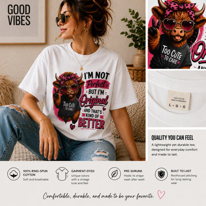 Funny Highland Cow T-Shirt for Women | Cute Cowgirl Graphic Tee, Western Pink Shirt, Trendy Country Girl Tee