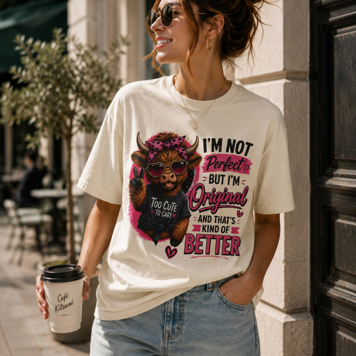 Funny Highland Cow T-Shirt for Women | Cute Cowgirl Graphic Tee, Western Pink Shirt, Trendy Country Girl Tee