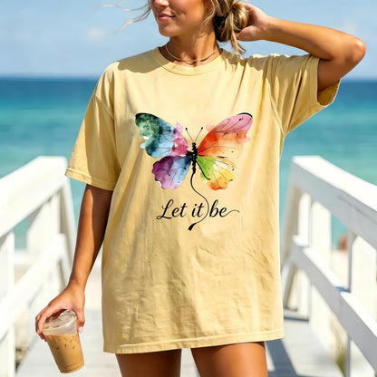 Let It Be Rainbow Butterfly Women Shirt, Watercolor Winged Graphic Tee, Inspirational Women Shirt, Gift for Wife
