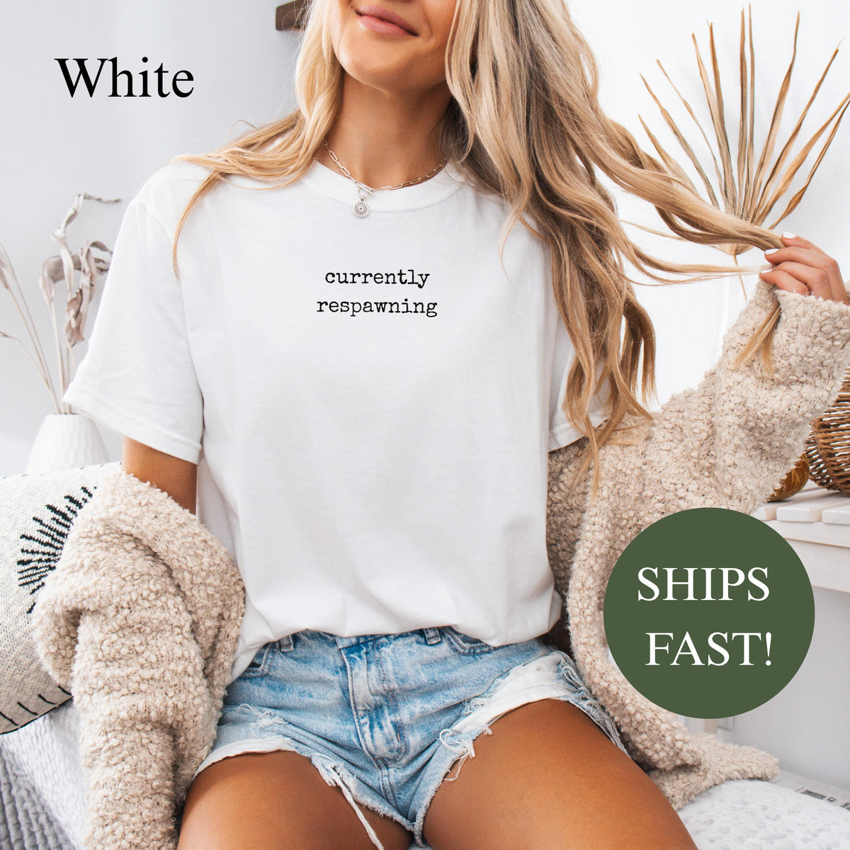 Comfort Colors® Currently Respawning Shirt, Funny Gamer Gift for Him, Sarcastic Quote Tee, Trendy Mental Health T-Shirt for Women, Cozy
