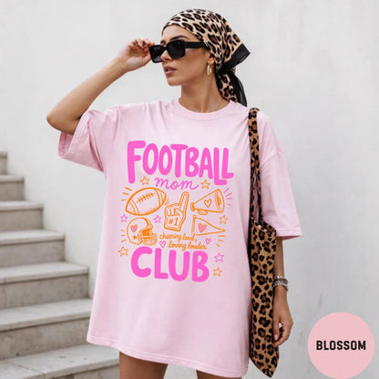 Football Mom Club Comfort Colors® T-Shirt, Trendy Game Day Football Season Graphic Tee, Funny Sport Mom Shirt for Women