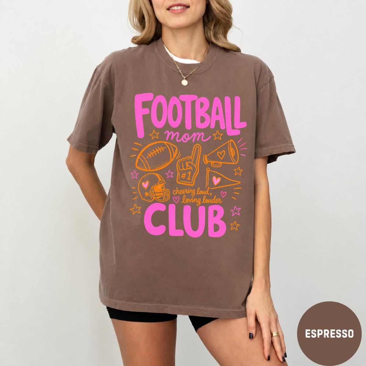 Football Mom Club Comfort Colors® T-Shirt, Trendy Game Day Football Season Graphic Tee, Funny Sport Mom Shirt for Women