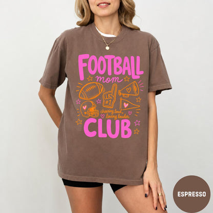 Football Mom Club Comfort Colors® T-Shirt, Trendy Game Day Football Season Graphic Tee, Funny Sport Mom Shirt for Women