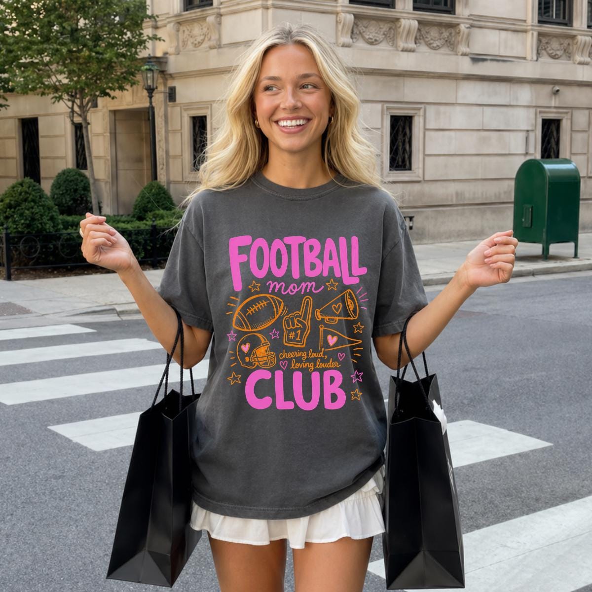 Football Mom Club Comfort Colors® T-Shirt, Trendy Game Day Football Season Graphic Tee, Funny Sport Mom Shirt for Women