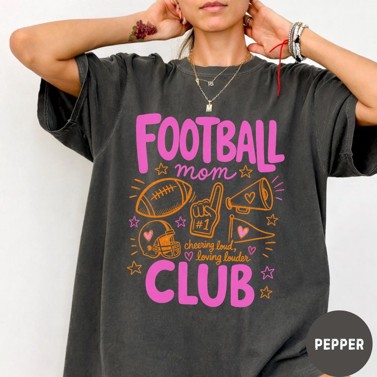Football Mom Club Comfort Colors® T-Shirt, Trendy Game Day Football Season Graphic Tee, Funny Sport Mom Shirt for Women