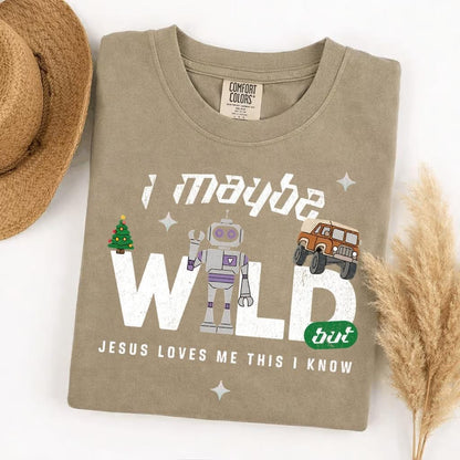 Comfort Colors Jesus Loves Me This I Know Wild T-Shirt, Funny Christian Faith Tee, Sarcastic Humor Religious Gift for Women, Trendy