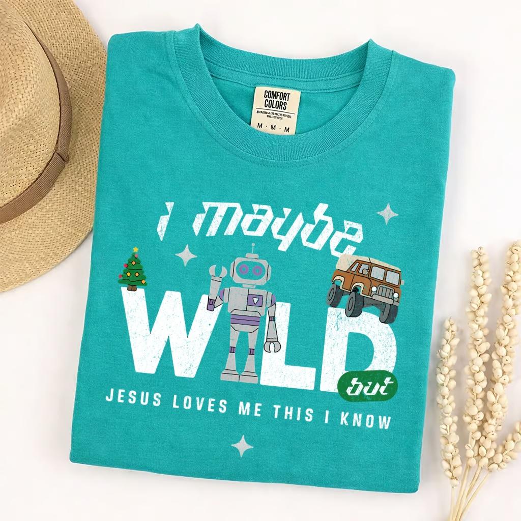 Comfort Colors Jesus Loves Me This I Know Wild T-Shirt, Funny Christian Faith Tee, Sarcastic Humor Religious Gift for Women, Trendy