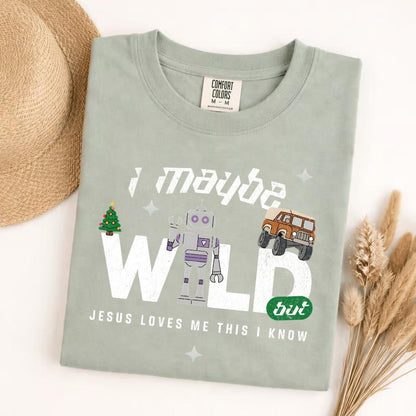 Comfort Colors Jesus Loves Me This I Know Wild T-Shirt, Funny Christian Faith Tee, Sarcastic Humor Religious Gift for Women, Trendy