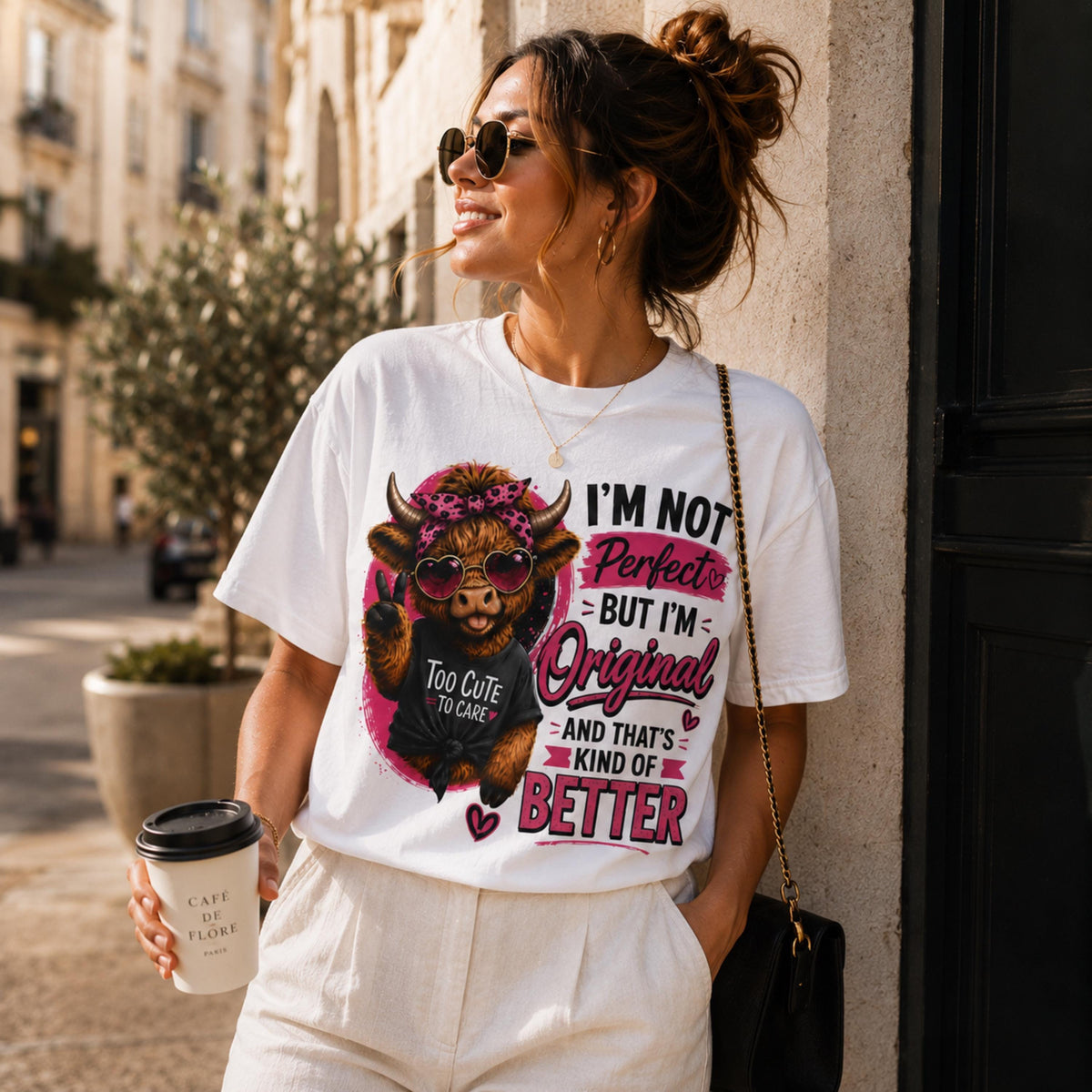 Funny Highland Cow T-Shirt for Women | Cute Cowgirl Graphic Tee, Western Pink Shirt, Trendy Country Girl Tee