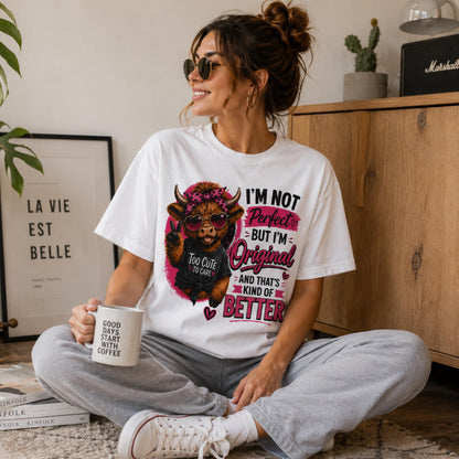 Funny Highland Cow T-Shirt for Women | Cute Cowgirl Graphic Tee, Western Pink Shirt, Trendy Country Girl Tee