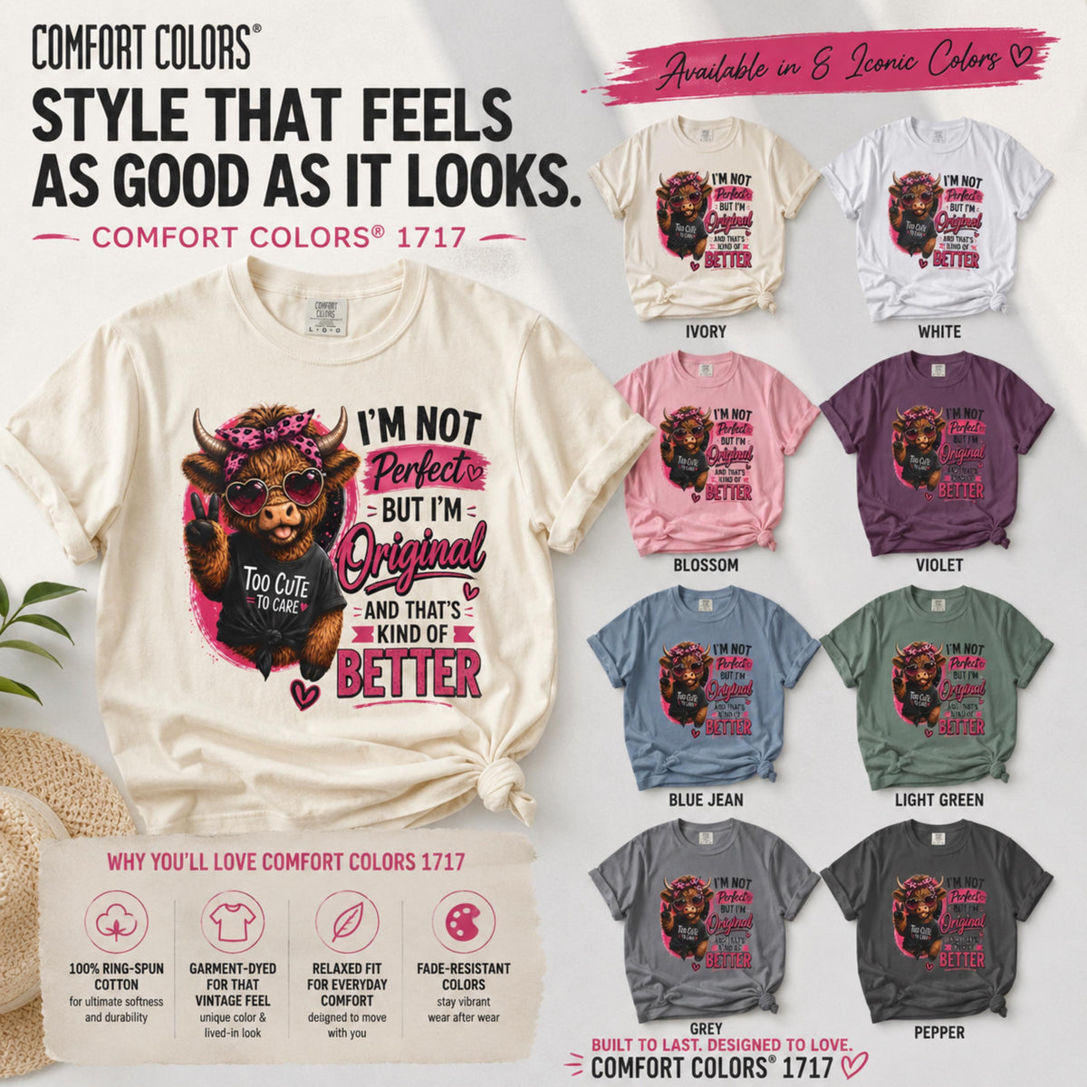 Funny Highland Cow T-Shirt for Women | Cute Cowgirl Graphic Tee, Western Pink Shirt, Trendy Country Girl Tee