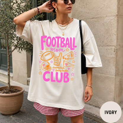 Football Mom Club Comfort Colors® T-Shirt, Trendy Game Day Football Season Graphic Tee, Funny Sport Mom Shirt for Women