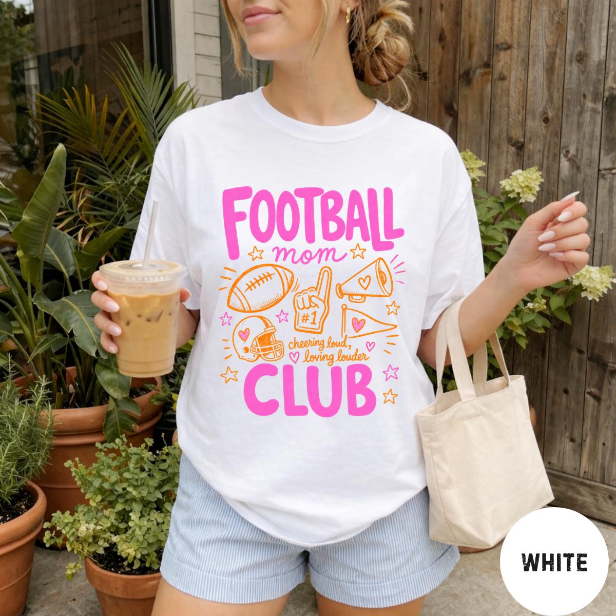 Football Mom Club Comfort Colors® T-Shirt, Trendy Game Day Football Season Graphic Tee, Funny Sport Mom Shirt for Women