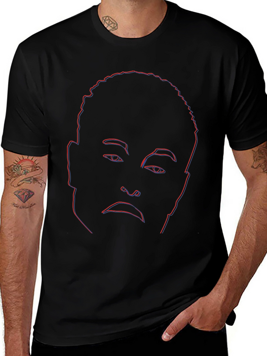 Abstract Face Outline Graphic Tee - Black