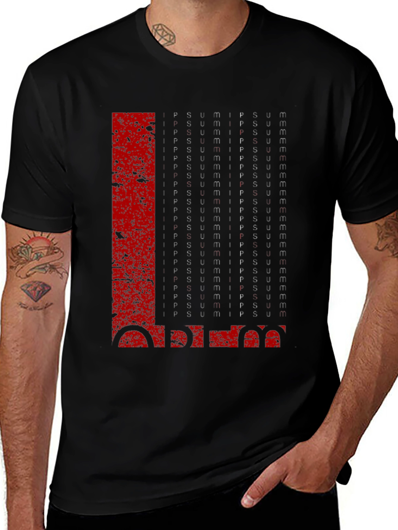 Abstract Graphic Print Mens Black T-Shirt