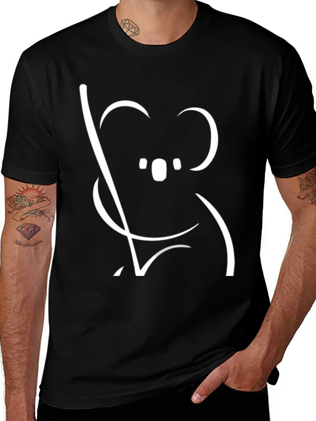 Koala Graphic Tee - Black Cotton T-Shirt