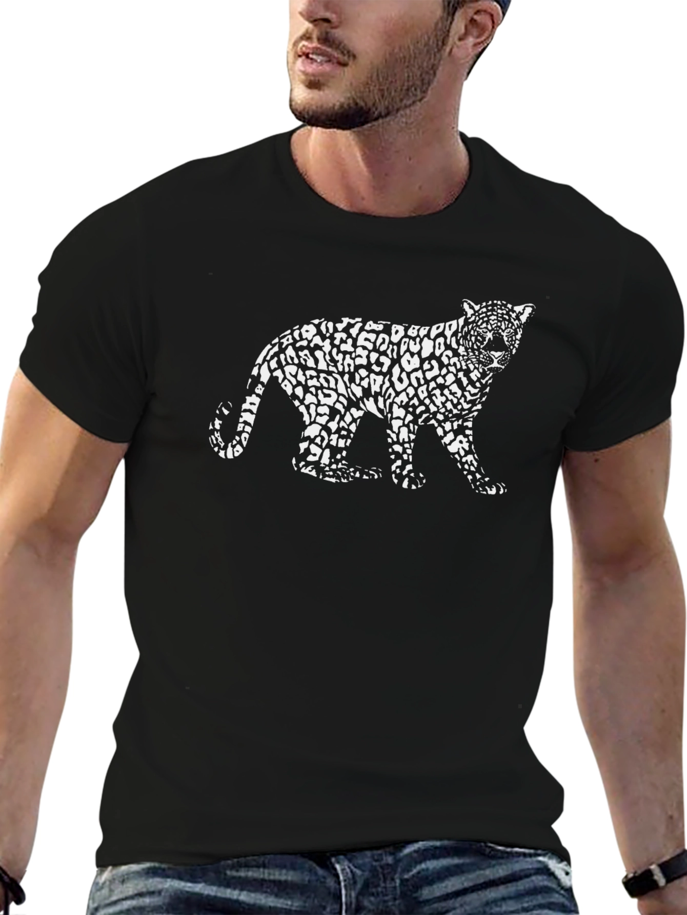 Leopard Print T-Shirt - Stylish Black Tee