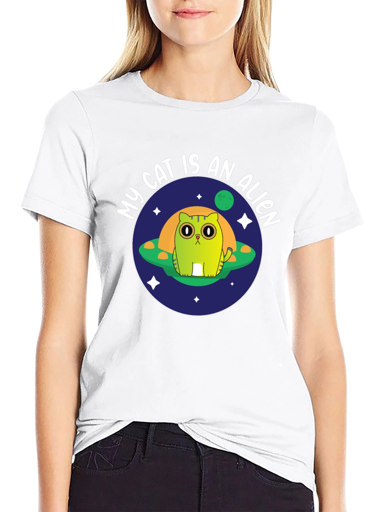 My Cat Is An Alien Black T-Shirt