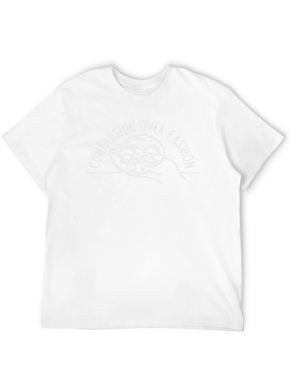 Compassion Over Fashion Black T-Shirt with Cat Graphic