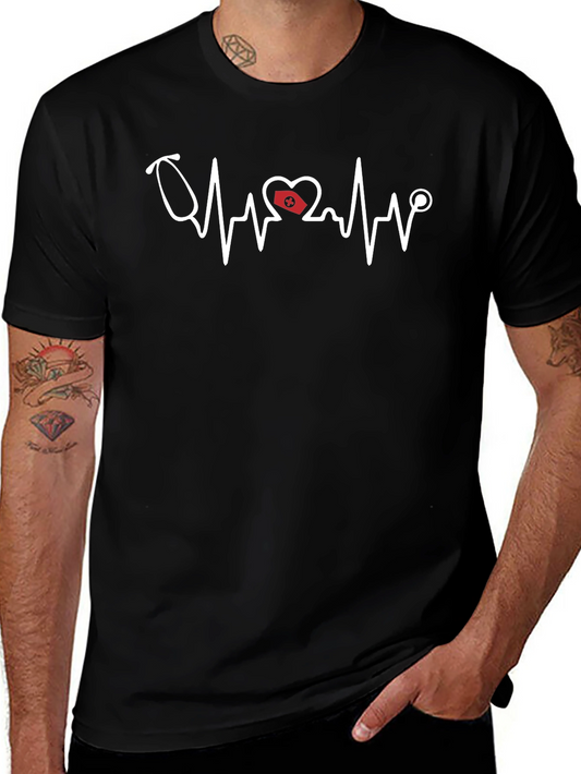 Nurse Heartbeat Stethoscope Graphic T-Shirt