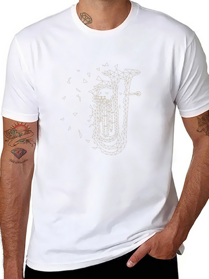 Geometric Tuba Graphic Tee - Cool Music Lover Shirt