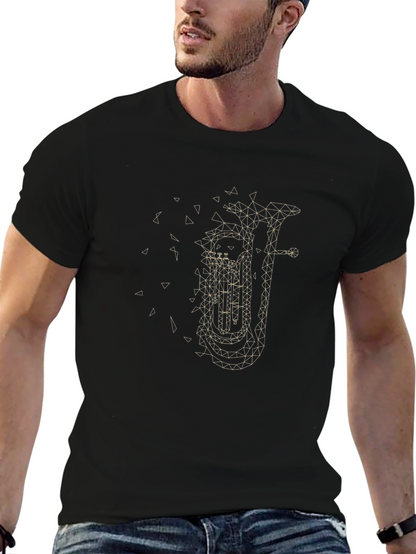 Geometric Tuba Graphic Tee - Cool Music Lover Shirt
