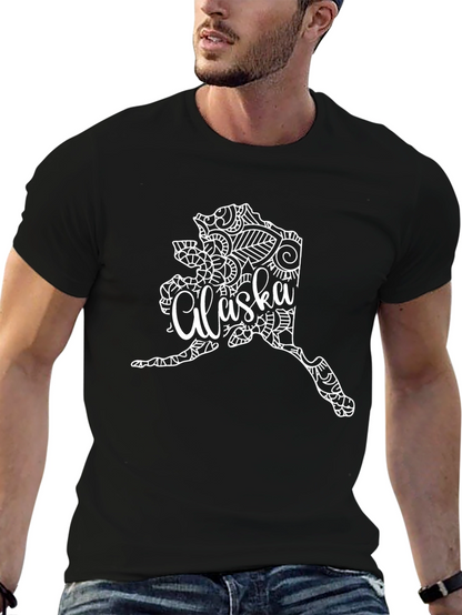 Alaska State Art Black T-Shirt