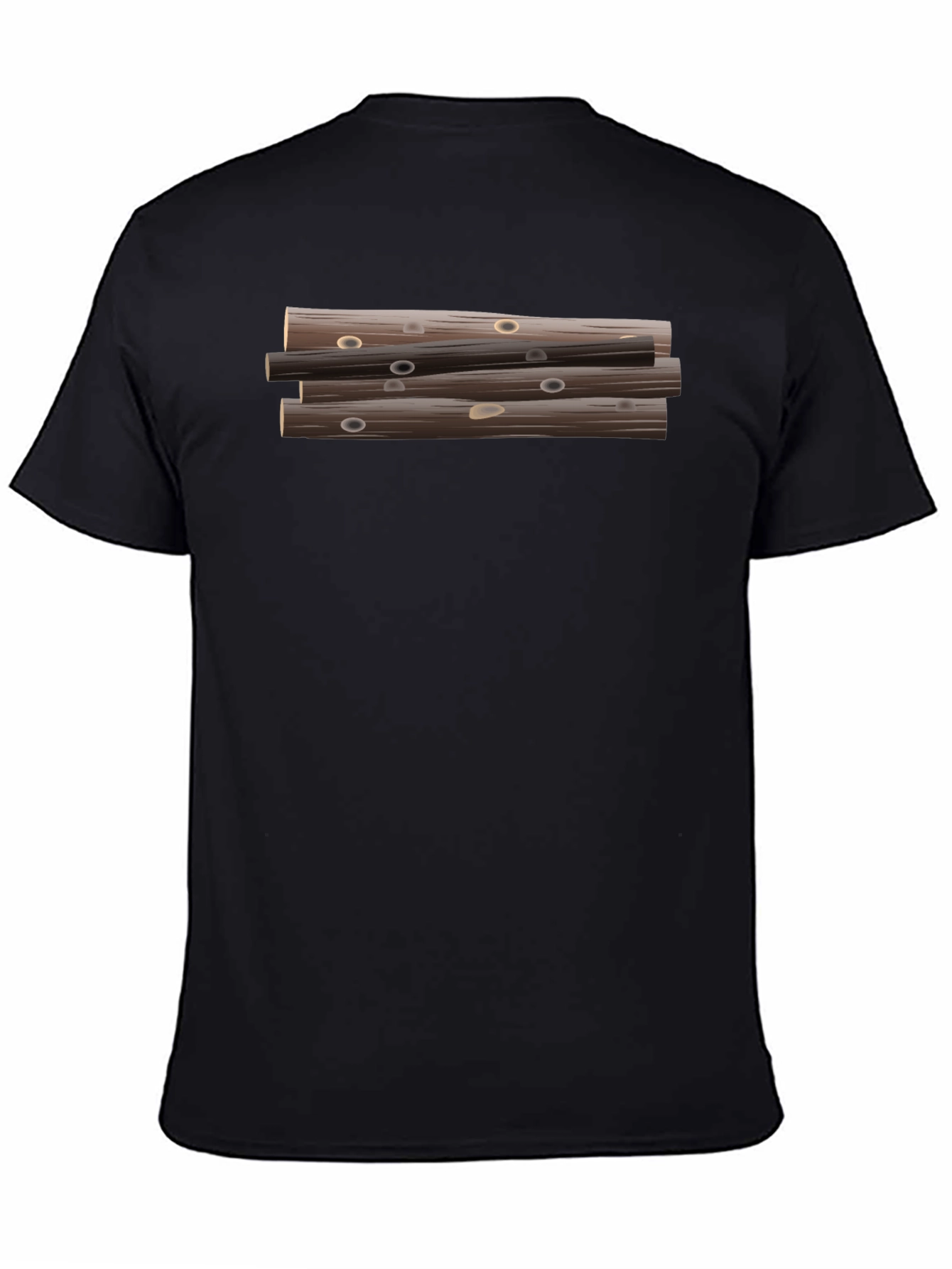Stacked Logs Graphic Print Black T-Shirt for Men
