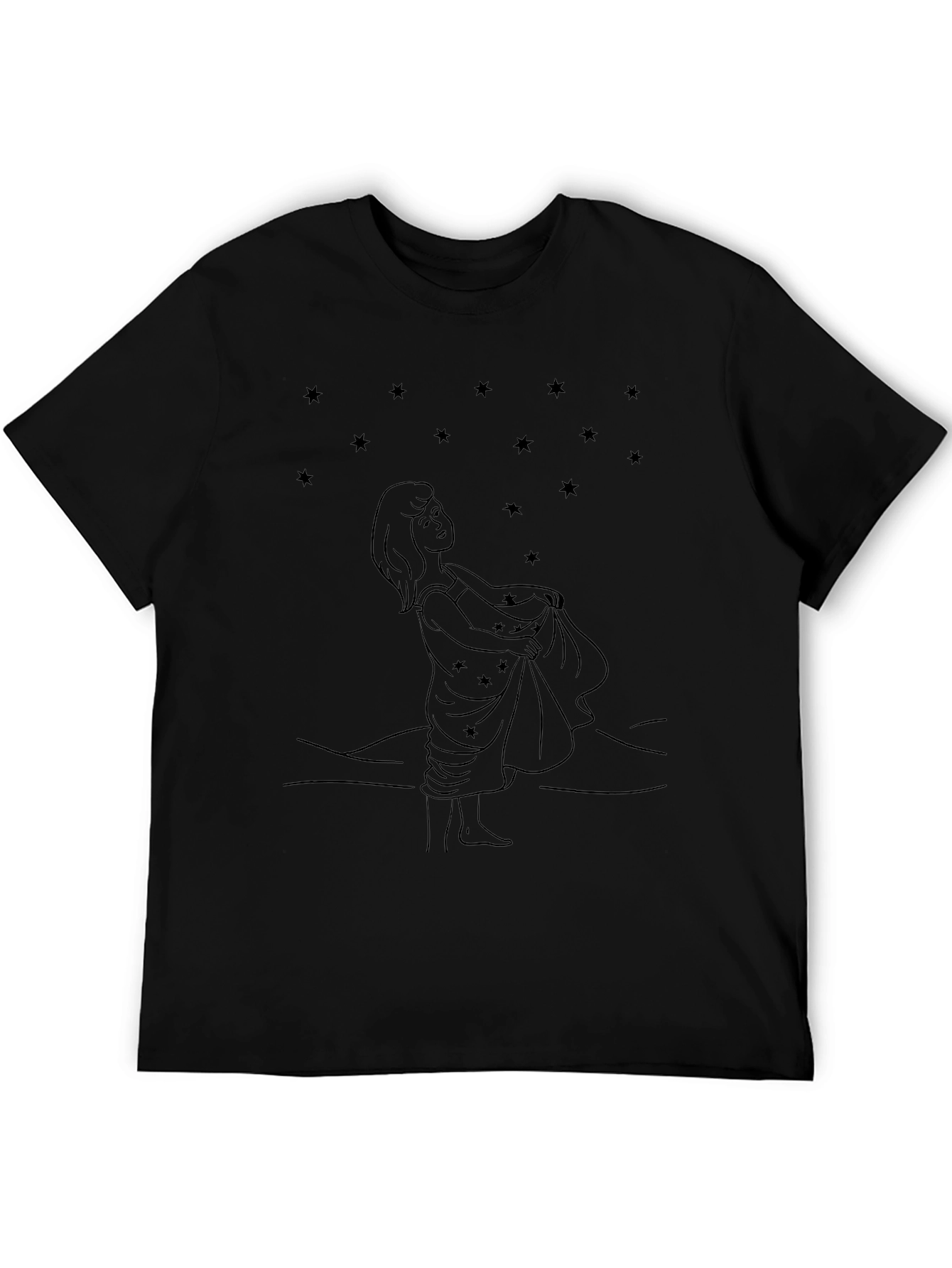Starry Night Girl Black Tee