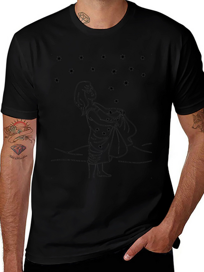 Starry Night Girl Black Tee
